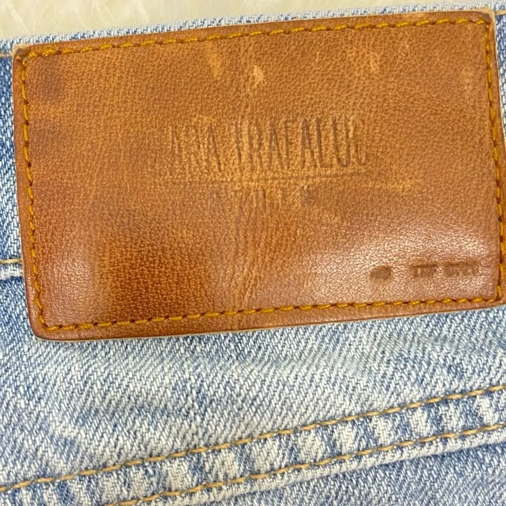 Zara | TRF denim embroidered shorts 02 distressed Daisy Dukes , 5 pocket.
